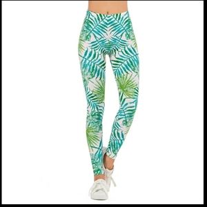 ONE SIZE tropical palm leaf leggings NEW